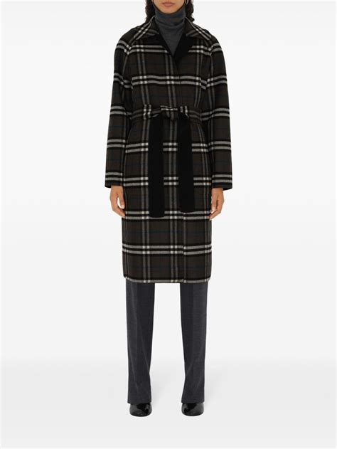 burberry merino wool wrap with pockets|Reversible Check Wool Wrap Coat in Black .